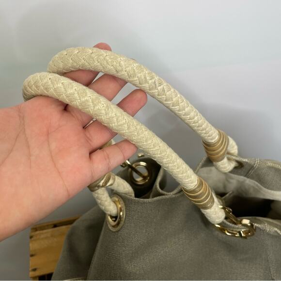 Michael Michael Kors Marina Grab Anchor oversized canvas taupe gold tote handbag - Picture 11 of 16